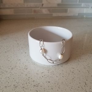NEW silver chain and pearl necklace